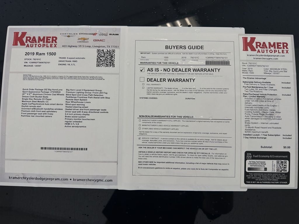 2019 RAM 1500 Big Horn/Lone Star