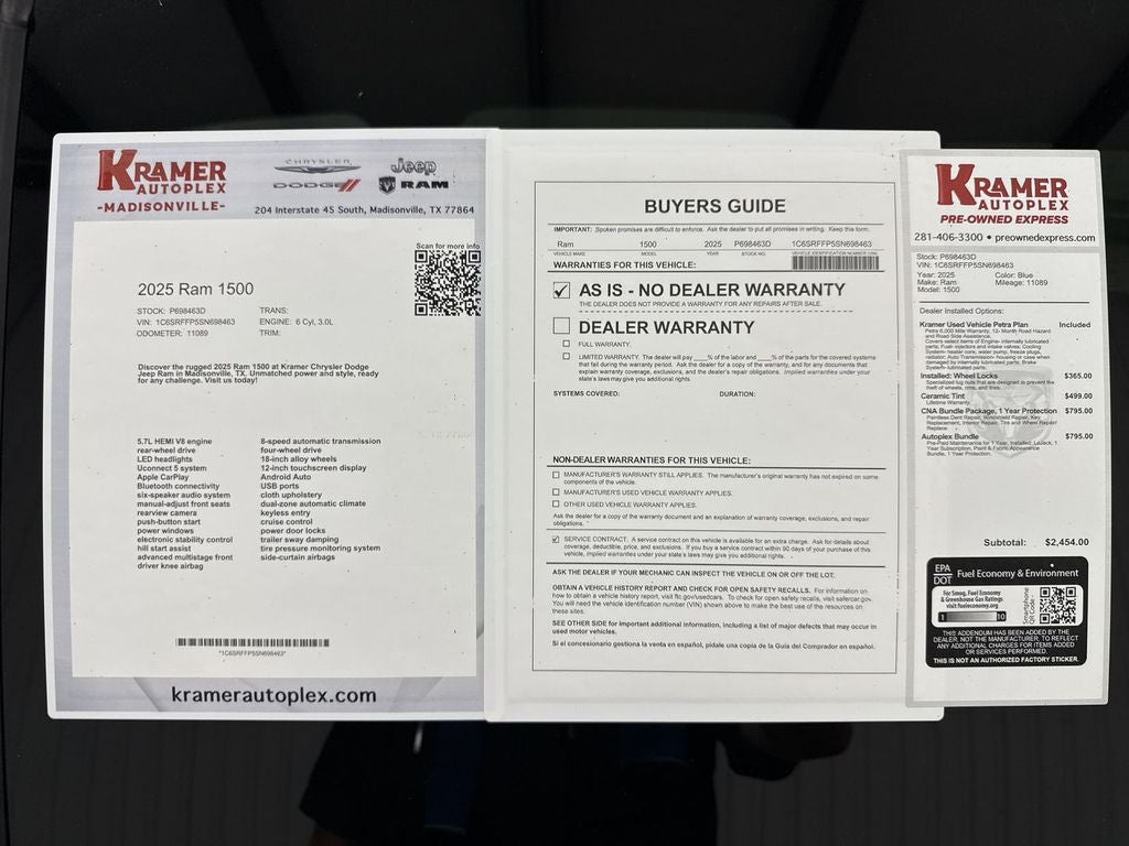 2025 RAM 1500 Lone Star Crew Cab 4x4 5'7' Box