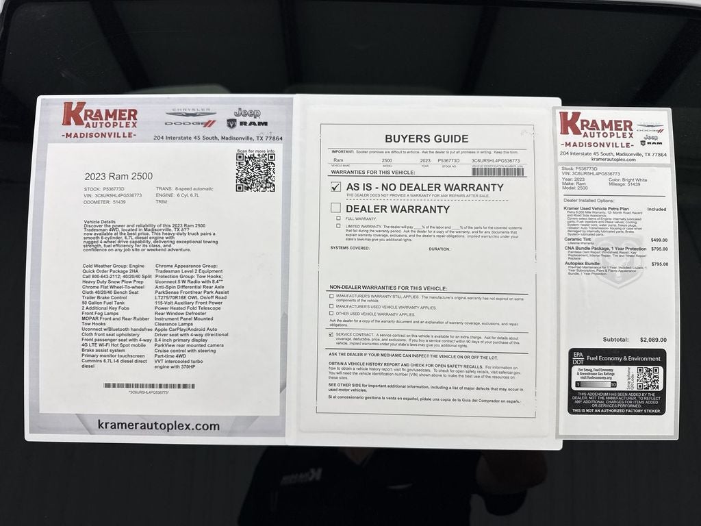 2023 RAM 2500 Tradesman Crew Cab 4x4 8' Box