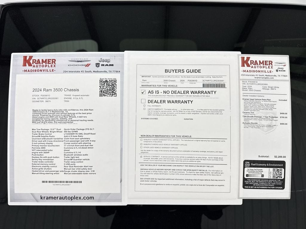 2024 RAM 3500 Chassis Tradesman/SLT/Laramie/Limited