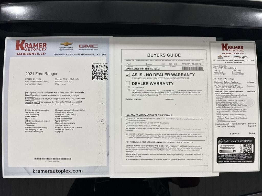 2021 Ford Ranger LARIAT