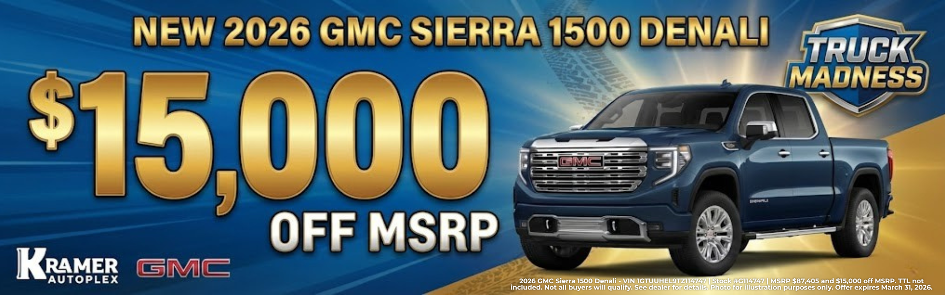 Kramer GMC Madisonville March Incentives