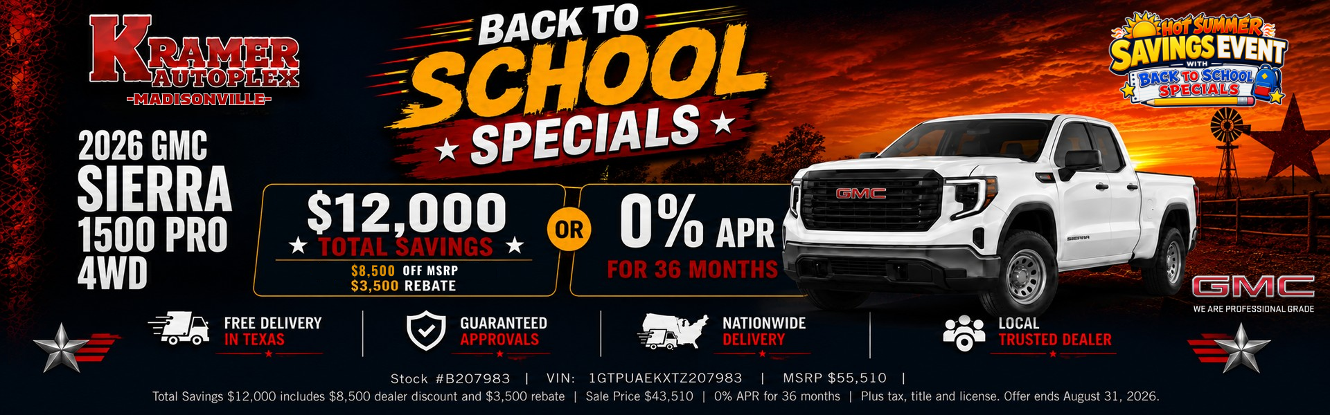 Kramer GMC Madisonville August Incentives