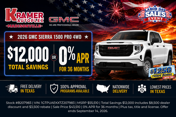 Kramer GMC Madisonville September Incentives