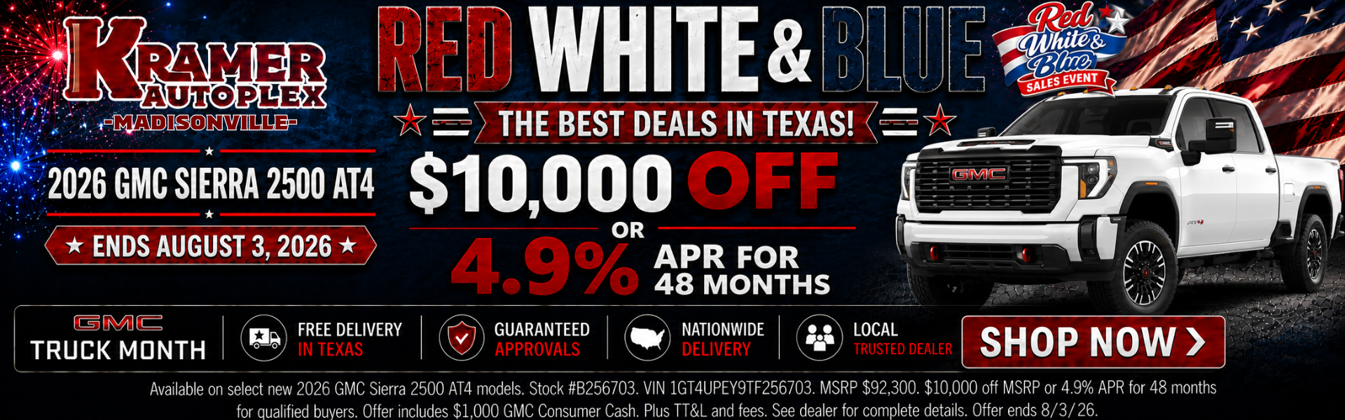 Kramer GMC Madisonville July Incentives