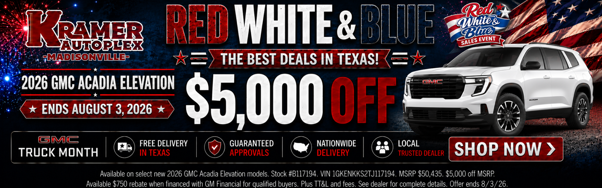 Kramer GMC Madisonville July Incentives