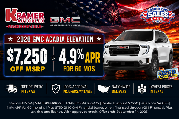 Kramer GMC Madisonville September Incentives