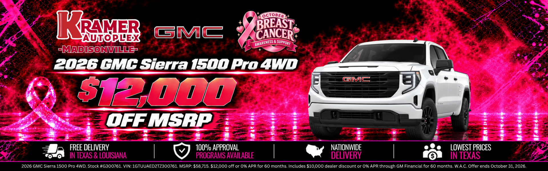 Kramer GMC Madisonville October 2026 Incentives