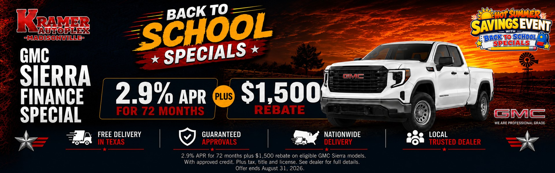 Kramer GMC Madisonville August Incentives