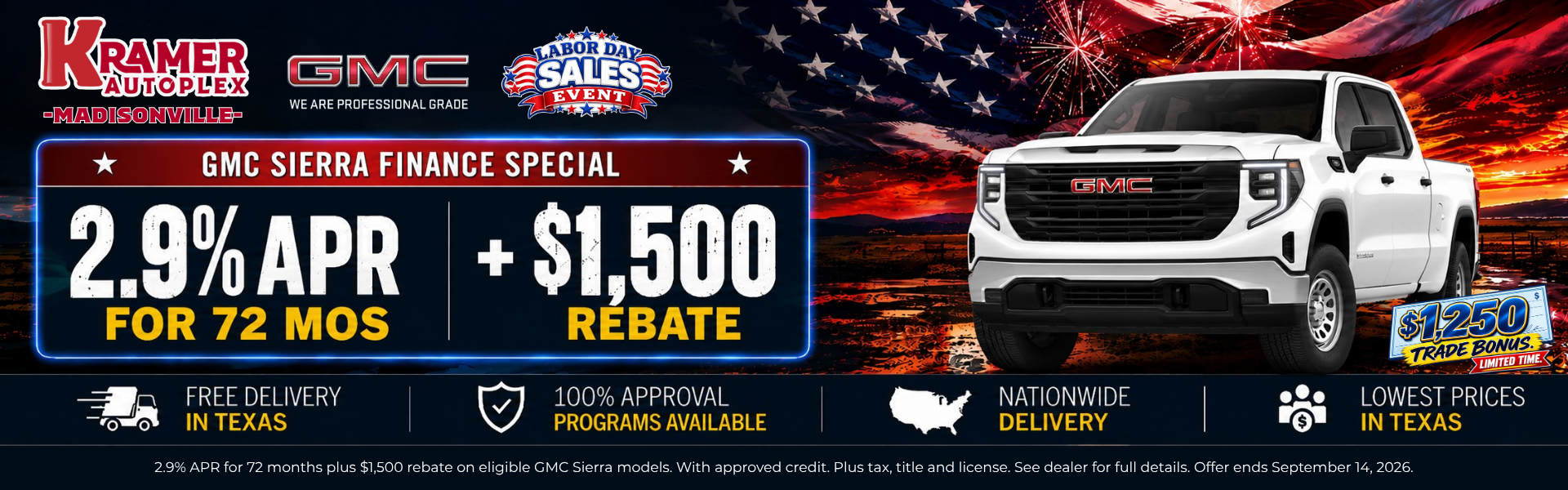 Kramer GMC Madisonville September Incentives