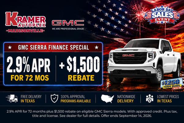 Kramer GMC Madisonville September Incentives
