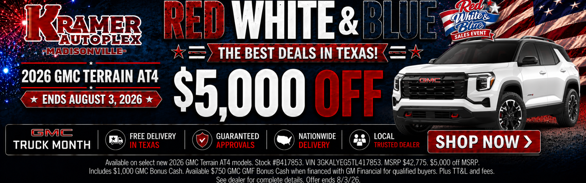 Kramer GMC Madisonville July Incentives